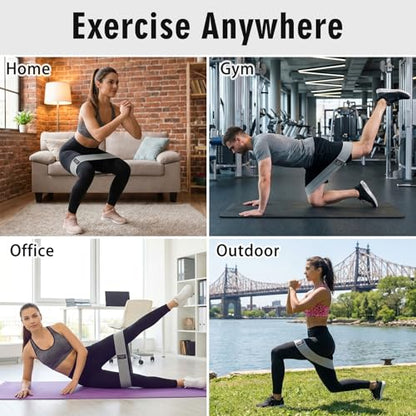 12 Pcs Fabric Resistance Bands for Working Out Booty Bands for Women Men Non Slip Cloth Exercise Band for Legs Squat Hip Thigh Glute Yoga Pilates Home Gym