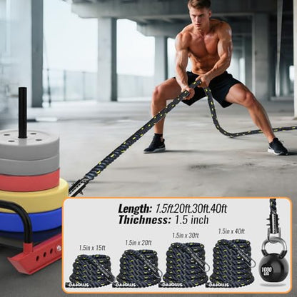 Weight Workout Sled Pulling Rope - 1.5 Inch x 30FT Heavy Duty Workout Sled Pull Rope for Tire Pulling, Football Training - Fitness Resistance Exercise Equipment for Men & Women - size: 1.5IN X 30FT