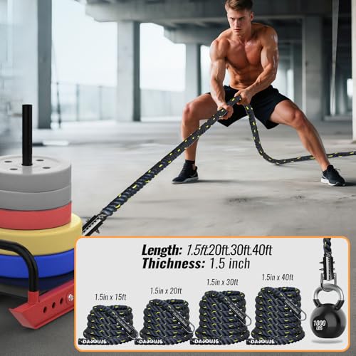 Weight Workout Sled Pulling Rope - 1.5 Inch x 20FT Heavy Duty Workout Sled Pull Rope for Tire Pulling, Football Training - Fitness Resistance Exercise Equipment for Men & Women - size: 1.5IN X 20FT