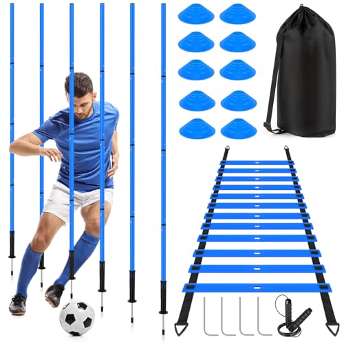 Soccer Training Equipment,Agility Speed Training Set, 20ft Agility Ladder - color: Blue