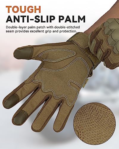 KUMGIM Tactical Motorcycle Gloves with Knuckle Protection Touchscreen - color: Tan, size: X-Large