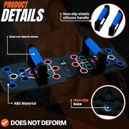 Clikshop Push Up Board – Foldable Push Up Bar System with Resistance Bands | Perfect Pushups for Men | Portable Pushup Board & Calisthenics Equipment for Strength Training at Home or Gym
