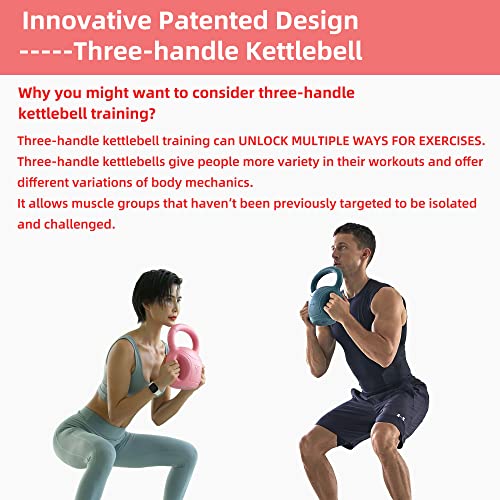 3 Handle Kettlebells Weight - Weight for Women Options 5, 10, 15 and 20 LB for Russian Twists AB Exercise, Weightlifting and Core Fitness Exercise Home Gym [Single in Sold]