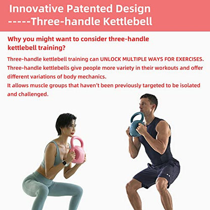 3 Handle Kettlebells Weight - Weight for Women Options 5, 10, 15 and 20 LB for Russian Twists AB Exercise, Weightlifting and Core Fitness Exercise Home Gym [Single in Sold]
