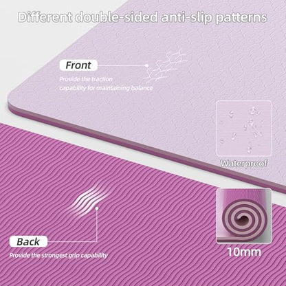Wide Yoga Mat Thick(10mm) Exercise Mat Non Slip Anti-tear,72"x35" Extra Large Pilates Mats for Home Workouts, Gym & Floor Stretching with Carrier Strap