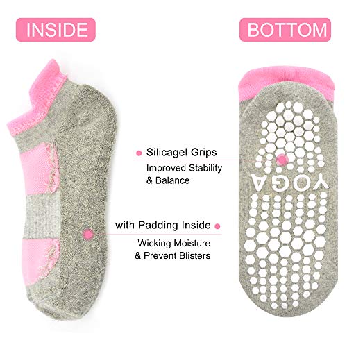 Busy Socks 2 Pack Women Ankle Non Slip Yoga Pilates Grip Socks with Cushion - color: 2 Pairs Gray
