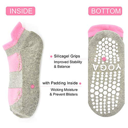 Busy Socks 2 Pack Women Ankle Non Slip Yoga Pilates Grip Socks with Cushion - color: 2 Pairs Gray