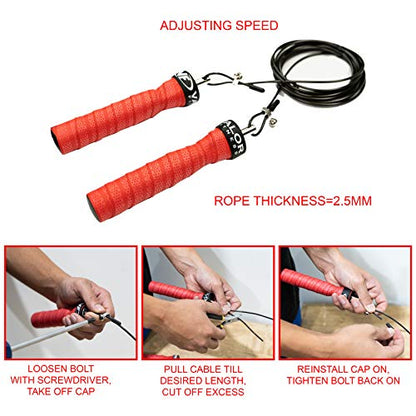 Valor Fitness Adjustable Speed Rope - Speed Jump Rope with Ball Bearings and Non-Kinking Cable – Ideal for Cross Training and Other High Intensity Workouts with Skipping Rope - style: 2.5mm Cable