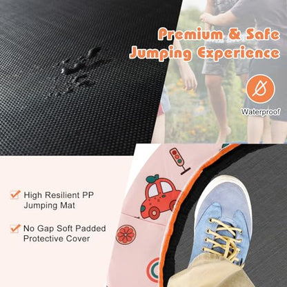 Goplus 36" Mini Trampoline for Kids, Toddler Trampoline with LED Lights, Bluetooth Speaker, Removable Handle, Safe Padded Cover, Indoor Outdoor Small Rebounder for Child Boys Girls