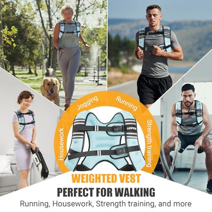 Weighted Vest for Women Men, 8 lb/10 lb/12 lb Weight Vest for Walking with Reflective Stripe and Adjustable Buckle Straps, Body Weights for Osteoporosis, Running, Strength Training and Weight Loss