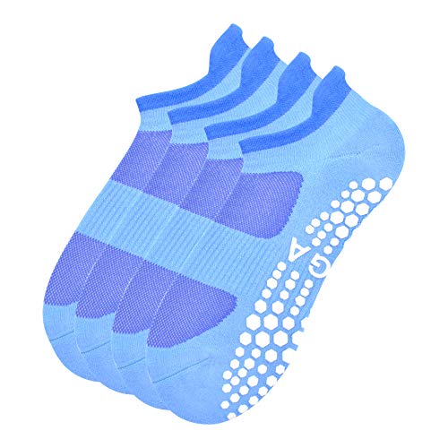 Busy Socks 2 Pack Women Ankle Non Slip Yoga Pilates Grip Socks with Cushion - color: 2 Pairs Black/Blue