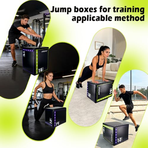 3-in-1 Exercise Box Jump Adjustable Heights Foam Box Jumps for Home Gym Step-Ups Training