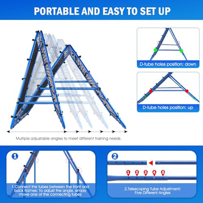 Volleyball Baseball Rebounder Net, Softball Rebounder Pitchback Net Quick Adjustments, Quick Adjustments Lacrosse Bounce Back Practice Equipment, Ideal for Outdoor Indoor and Backyard Training - size: 4FTx4FT, style: Dual-Sided Multi-Sport Rebounder