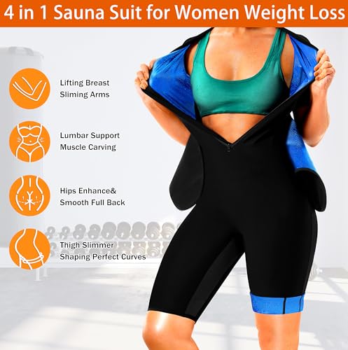 LMCOB Sauna Suit For Women Waist Trainers For Women Belly Fat Full Body Jumpsuit Adjust Waist Breathable Underarm
