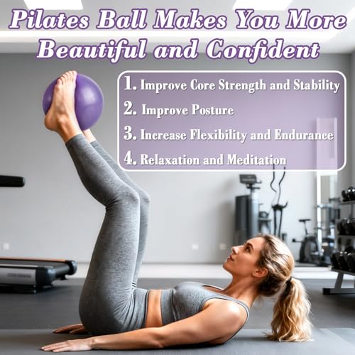 RAINFLOW 3 PCS Small Exercise Ball - 9 Inch Pilates Ball Small Yoga Ball for Stability, Physical Therapy, Fitness, Core Strength and Stretching at Home Gym Office with Inflation Straw