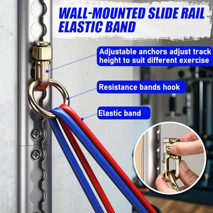 Resistance Band Wall Mount System, Sturdy Resistance Bands Wall Anchor, Space Saving Home Gym Solution for Strength Training, Wall Mount Workout Anchors Multi-Purpose for Complete Full Body