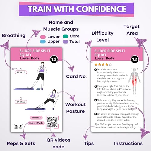 Pilates Board Workout Cards – 67 Exercise Cards with Videos & Workout Plan - Includes 5-Week Challenge, Ebook, Progress Chart & 2 Rings for Easy Organization - Home Portable Reformer Guide for Women
