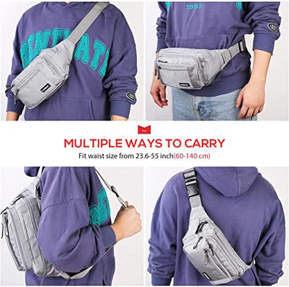 CXWMZY Fanny Packs For Women & Men Waist Pack Hip Bum Bag with Multi-Pockets Large Capacity Waterproof Casual Bum Bag for Disney Traveling Casual Cycling Running Hiking - color: Gray