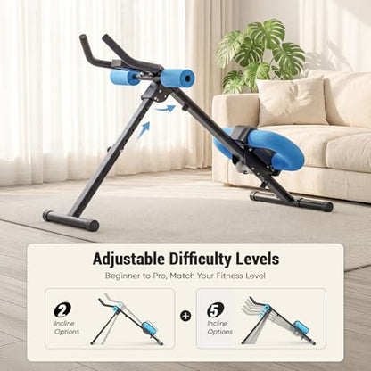 DUMOS Ab Workout Equipment for Home Gym, Exercise Machine Abs Trainer, Full Body Fitness System Adjustable for Abdominal Stomach Training, LCD Display, Knee Protection - color: Black&Blue