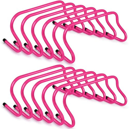 Wettarn 12 Pcs 9" Speed Training Agility Hurdles for Athletes Reliable Training Hurdle Plyometric All Purpose Practice Equipment for Soccer Basketball Football - color: Rose red