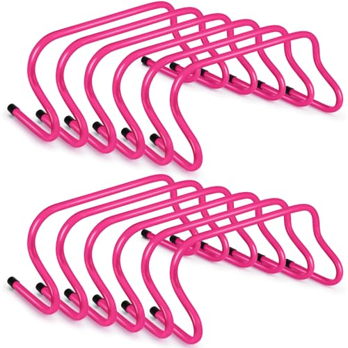 Wettarn 12 Pcs 9" Speed Training Agility Hurdles for Athletes Reliable Training Hurdle Plyometric All Purpose Practice Equipment for Soccer Basketball Football - color: Rose red