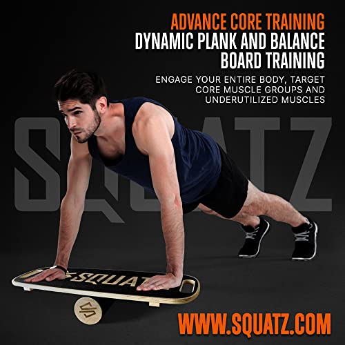 Wooden Balance Board, Standing Desk Anti Fatigue Mat Exercise Equipment with Ergonomic Design and Comfortable Non-Slip Surface, Wobble Board for Skateboard, Hockey, Snowboard, Black (SQDBB-1)