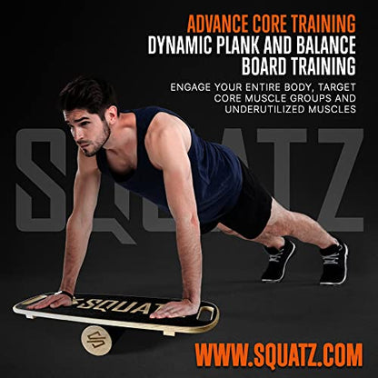 Wooden Balance Board, Standing Desk Anti Fatigue Mat Exercise Equipment with Ergonomic Design and Comfortable Non-Slip Surface, Wobble Board for Skateboard, Hockey, Snowboard, Black (SQDBB-1)