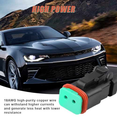 2PCS 2Pin Deutsch DT DTP Adapters Connectors Splitters - Universal Plug and Play Y-Shape Wiring Harness Splitters Waterproof for LED Cubes Work Light LED Light Bar Pod Fog Driving Lights