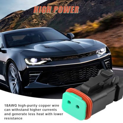 2PCS 2Pin Deutsch DT DTP Adapters Connectors Splitters - Universal Plug and Play Y-Shape Wiring Harness Splitters Waterproof for LED Cubes Work Light LED Light Bar Pod Fog Driving Lights
