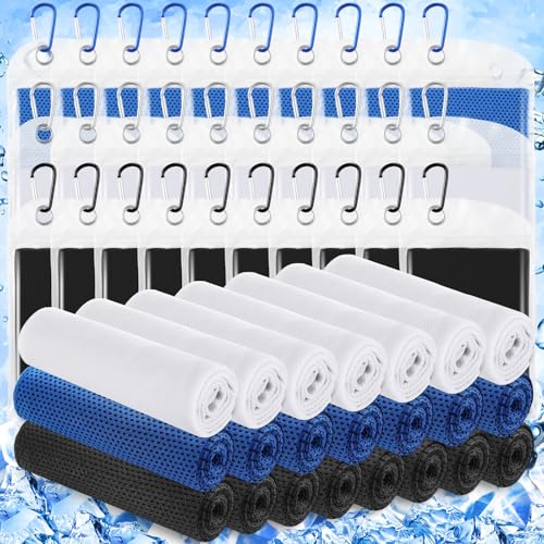 30 Pack Cooling Towels 40"x12" Cooling Neck Wraps Soft Breathable Chilly Towel Ice Towels Microfiber Workout Towel for Yoga Sport Running Workout Gym Camping Fitness Activities (Classic) - color: Classic
