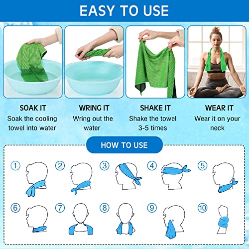 BBTO Cooling Towel Microfiber Ice Cool Cold Sport Face and Neck Soft Breathable Chilly Sweat Towel for Yoga Gym Workout Hot Weather Camping Running, 32 x 12 Inches