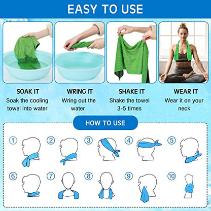 BBTO Cooling Towel Microfiber Ice Cool Cold Sport Face and Neck Soft Breathable Chilly Sweat Towel for Yoga Gym Workout Hot Weather Camping Running, 32 x 12 Inches
