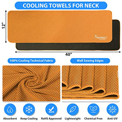Cooling Towel, Cooling Towels for Neck,40" x 12"Ice Towel for Instant Cooling Relief, Soft Breathable Chilly Towel, Perfect Yoga, Golf, Sports, Gym, Workout, Athletes Towel (1PC-Orange)