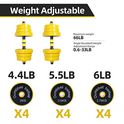 Nice C Weights, Dumbbell Set, Kettlebells, Adjustable Dumbbells, Barbell Weight Set, 20-40-50-70LB 3-in-1 set, Non-Slip, All-purpose - style: Barbell 66LB or 33 LB Dumbbell Pair