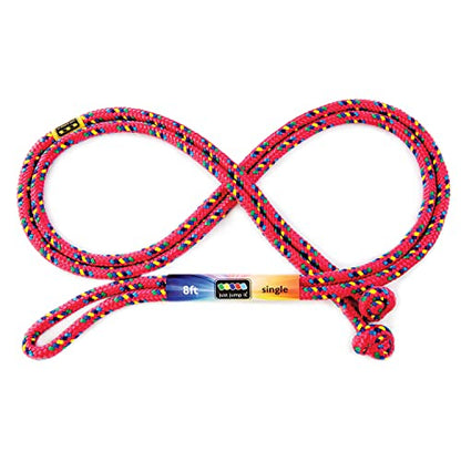Just Jump It 8' Foot Single Jump Rope for Kids Women and Men - Active Outdoor Youth Fitness Excersing Equipment - Braided Nylon Gym Accessories - color: Red Confetti