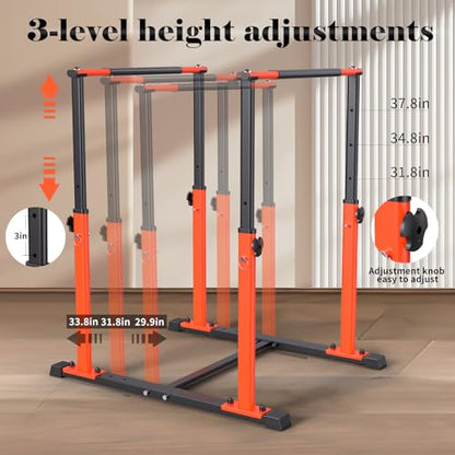 Dip Bar Station Functional Fitness Workout Dip bar 3 Level Adjustable Height Dip Stand 400lbs Heave Duty Dip Station for Full Body Workout Fitness