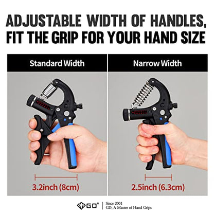 GD Grip2 Hand Grip Strengthener (Grip Strength Trainer) Adjustable Gripper (22~77lbs) Forearm and Wrist Exerciser Strengthener for grip Strength - color: BLUE
