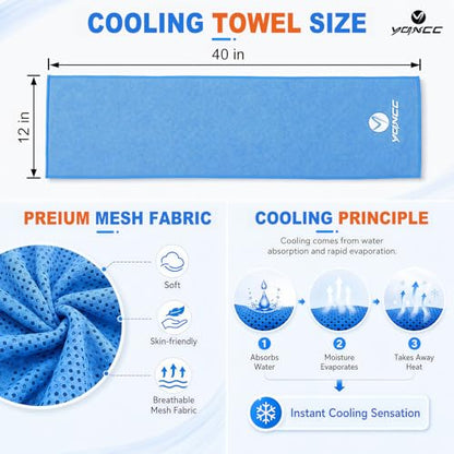 4 Pack Cooling Towels, Instant Cooling Neck Wraps, Ice Towel | 40" x 12" Soft Breathable Microfiber Chilly Towel for Face & Neck, Ideal for Gym, Yoga, Golf, Running, Camping & Hot Weather - color: Light Gray, Light Blue, Green, Rose Red