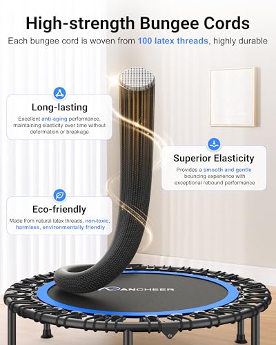 ANCHEER Fitness Trampoline,40"/48" Bungee Rebounder with Adjustable Handle - color: Blue