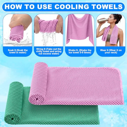 100 Pcs Cooling Towels Bulk 32 x 12 Inch Ice Towel Bulk Cooling Rag for Face and Neck Soft Breathable Microfiber Cloth Chilly Quick Cold for Gym Sport Golf Running Stay Cold (Macarons)