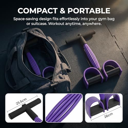 SUJEB Pedal Exercise Resistance Bands Puller with Handles - 6-Tube Natural Latex Elastic Tension Rope Equipment for Fitness Pilates Stretching Slimming Workout