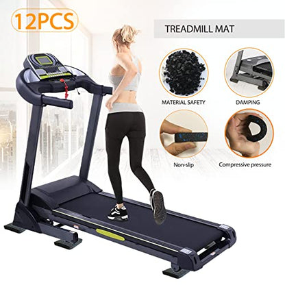 Treadmill Mat Pads - 12 PCS Bulk Pack High Density Rubber Squares for Multiple Exercise Equipment - Anti-Vibration Noise Dampening Pads for Rower, Stationary Bike, Weight Bench - size: 3.94" x 3.94" x 0.5"