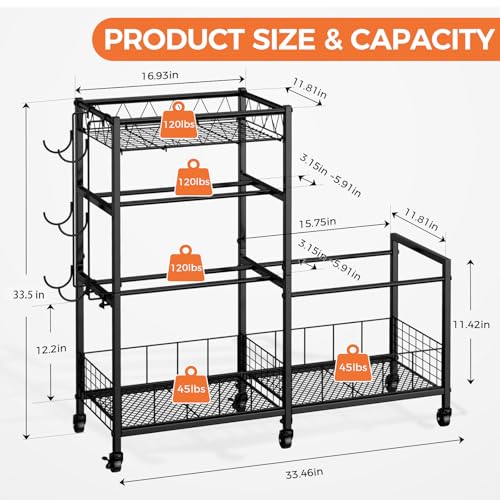 HavenlyYouth Dumbbell Rack, Home Gym Weight Rack Storage, Adjustable Dumbbell Stand Organizer with Wheels, Holds Dumbbells, Kettlebells, Yoga Mats