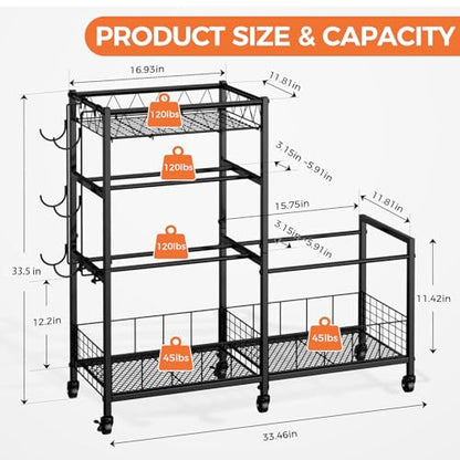 HavenlyYouth Dumbbell Rack, Home Gym Weight Rack Storage, Adjustable Dumbbell Stand Organizer with Wheels, Holds Dumbbells, Kettlebells, Yoga Mats