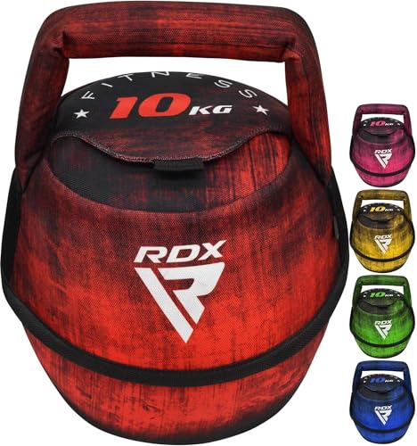 RDX Kettlebell Weights Sandbag with Handle, Fitness Strength Training Weight Lifting Bodybuilding Workout, Swings Squats Snatch Deadlift Thruster, Available In 4 6 8 10 12KG - color: FILLED RED, size: 10KG