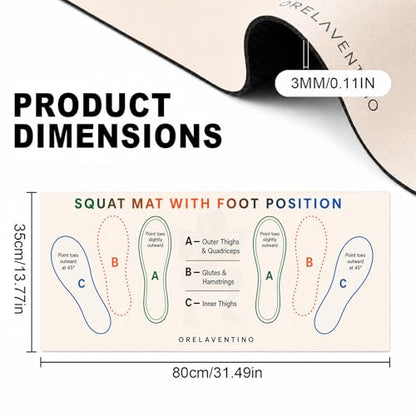 Squat Mat with Foot Position,Non-Slip Workout Mat for Squats & Leg Exercises, Improves Muscle Activation & Knee Support, Home Gym Fitness Mat,30 * 13.8"inch Squat Pad - color: Beige
