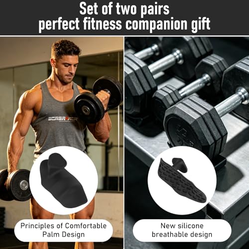 Winb Weight Lifting Grips, Rubber Anti-Slip, Ergonomic Hand Protector for Gym Training, Dumbbell, Bar, Pull Up, Men and Women, 4 Pack