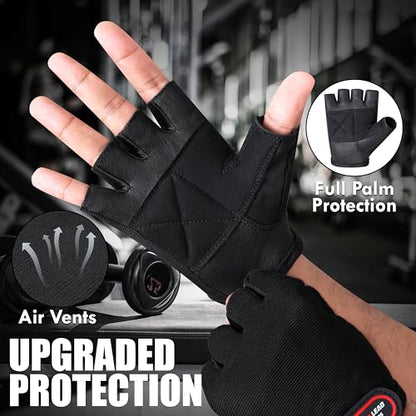 Weight Lifting Gloves with Wrist Wrap Support for Men & Women, Workout Gloves for Gym Training, Full Palm Protection, Anti-Slip Grip & Fitness Support