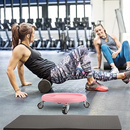 INOOMP Exercise Wheel Disc Core Coaster Abdominal Fitness Sliders Workout Plate Waist Strength Trainer Wheel Roller Disc Ab Training Machine Equipment with Knee Mat for Home Gym