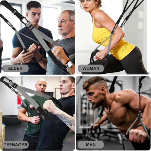 Home Resistance Training Kit with Adjustable Suspension Straps for Workouts - color: Grey